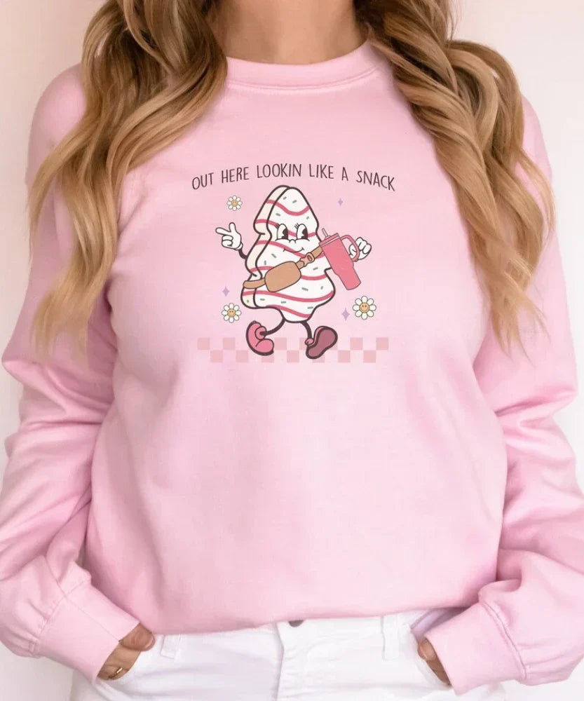 ’Out Here Lookin’ Like a Snack’ Sweatshirt - Cute Funny Holiday Top - T-Shirts - Sweatshirts - 2024 - 2