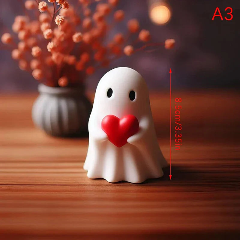 Cute Ghost Halloween Statue - Red Heart - Figurines - Figurines - 7 - 2024