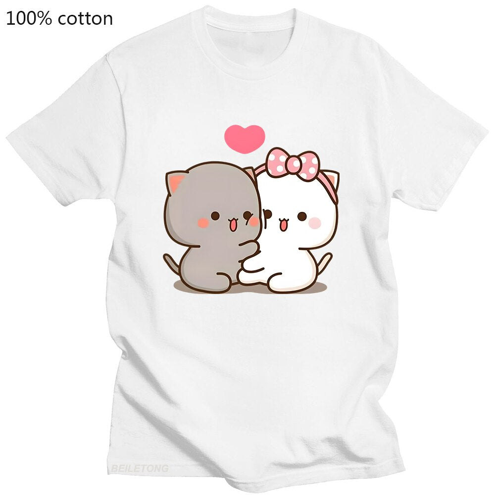 Cute Peach Cat T-Shirt - White / XXL - T-Shirts - Shirts & Tops - 9 - 2024