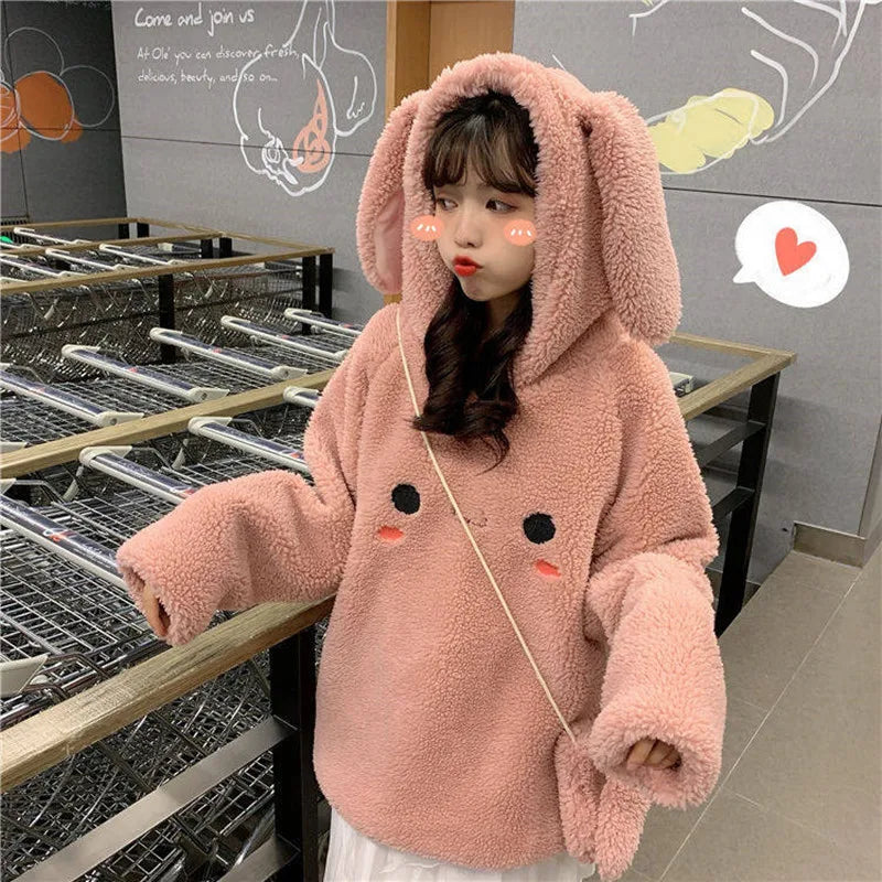 Cute Rabbit Ear Winter Hoodie - Sweet Bunny Cartoon White Coat - Hoodies & Sweatshirts - Apparel & Accessories - 6