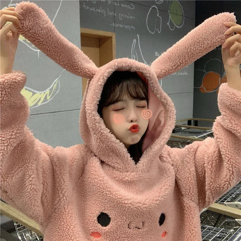 Cute Rabbit Ear Winter Hoodie - Sweet Bunny Cartoon White Coat - Hoodies & Sweatshirts - Apparel & Accessories - 4