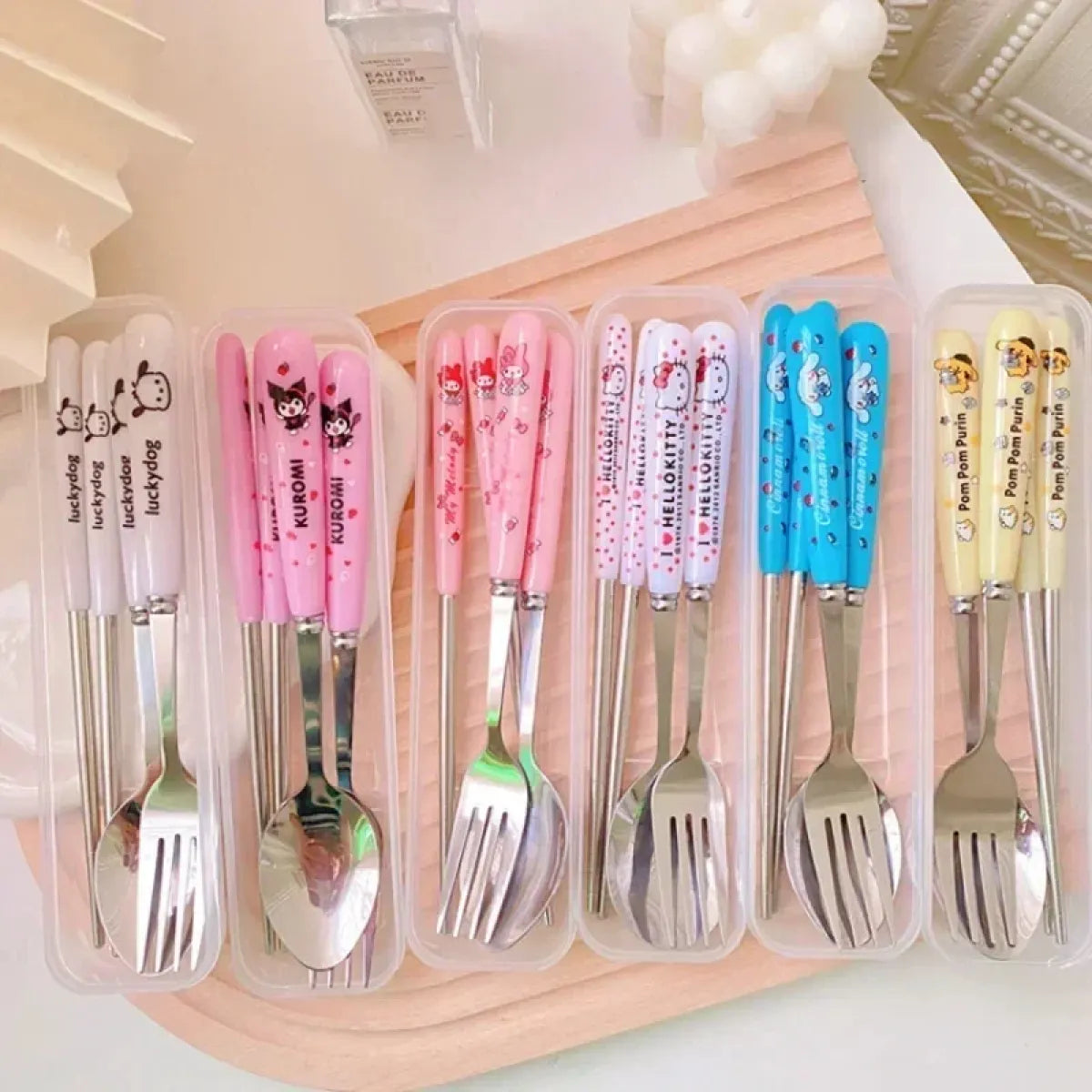 Sanrio Travel Cutlery Set with Fork & Spoon - Harajuku Style - 1