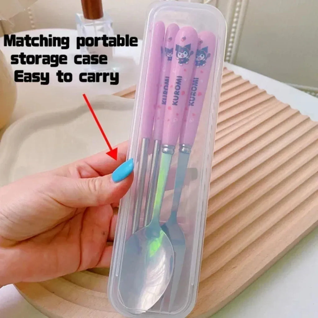 Sanrio Travel Cutlery Set with Fork & Spoon - Harajuku Style - 4