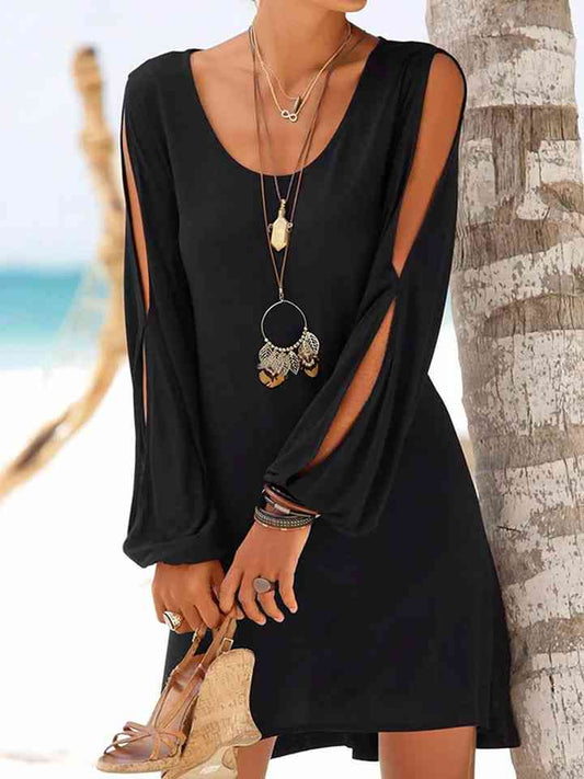 Cutout Long Sleeve Round Neck Dress - Black / S - All Dresses - Dresses - 1 - 2024