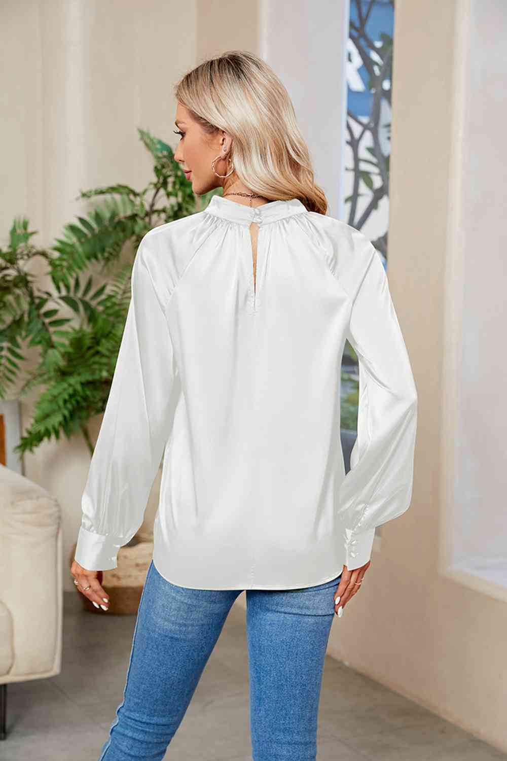 Cutout Mock Neck Long Sleeve Top - Tops & Tees - Shirts & Tops - 15 - 2024