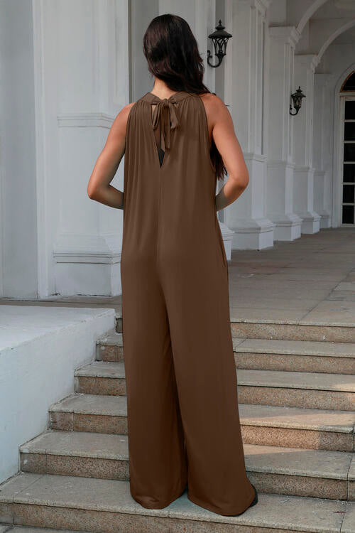 Tie Back Cutout Sleeveless Jumpsuit - Women’s Clothing & Accessories - Jumpsuits & Rompers - 6 - 2024