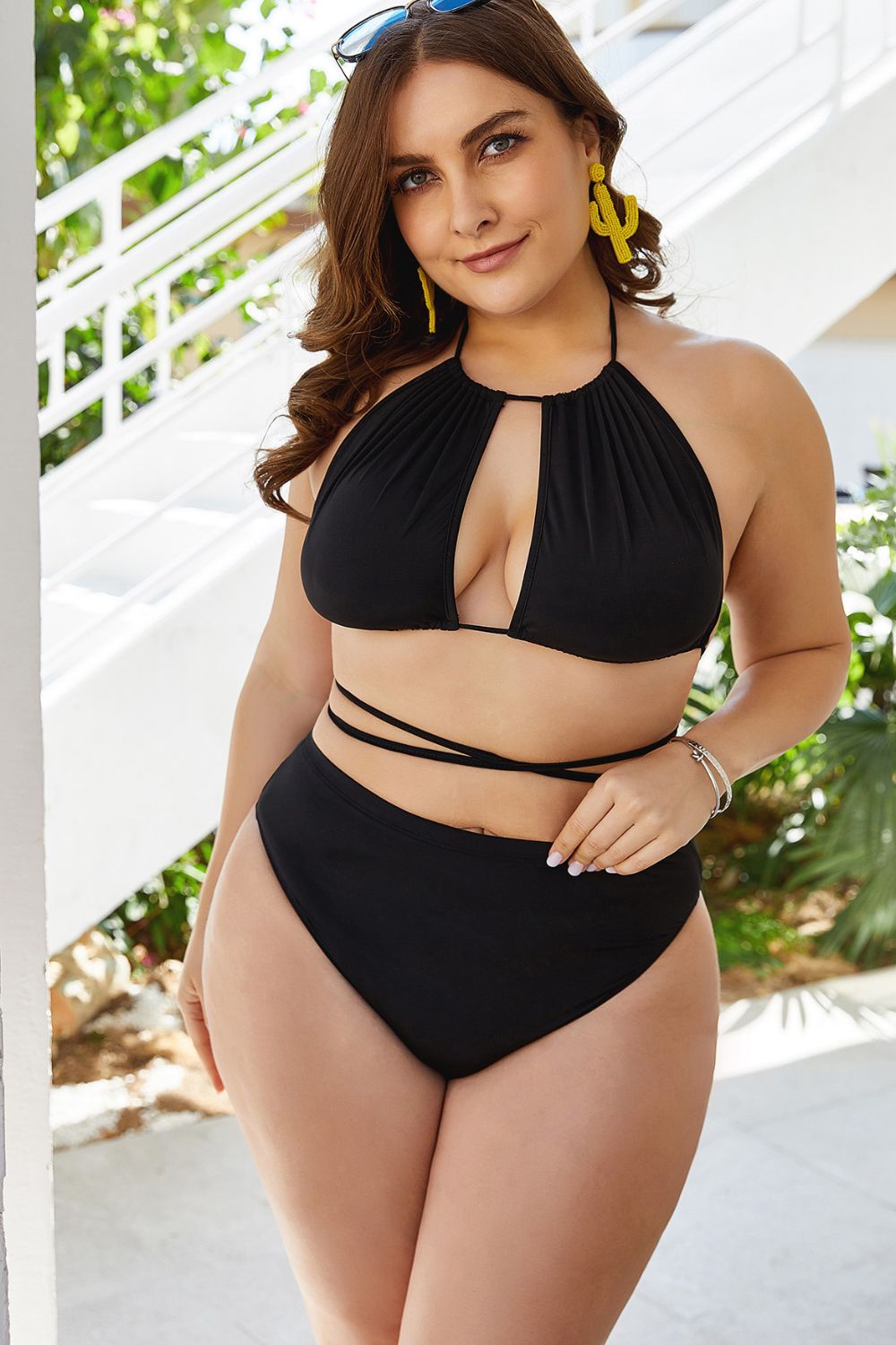 Plus Size Cutout Tied Backless Bikini Set - Black / 2XL - Women’s Clothing & Accessories - Swimwear - 10 - 2024