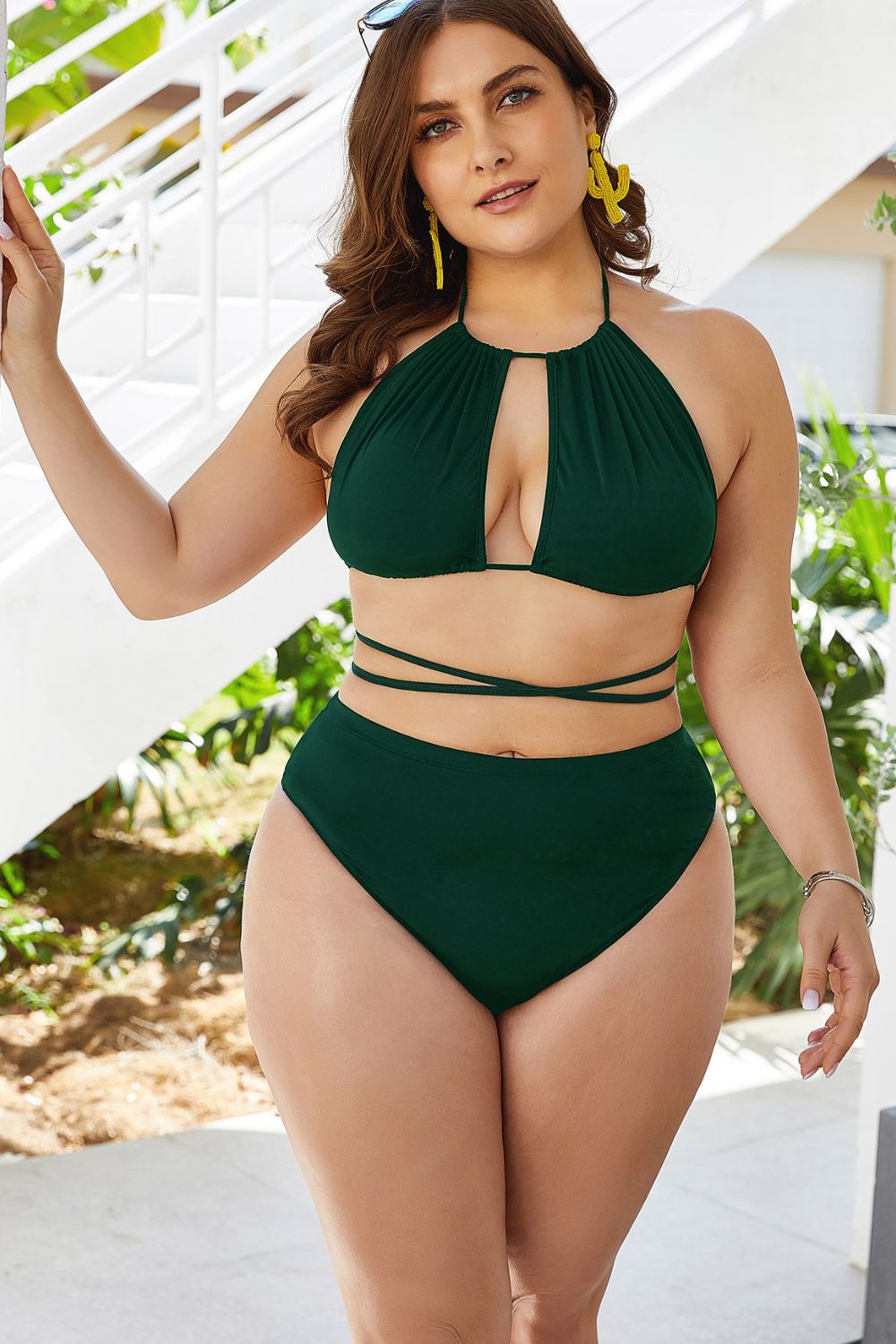 Plus Size Cutout Tied Backless Bikini Set - Women’s Clothing & Accessories - Swimwear - 2 - 2024