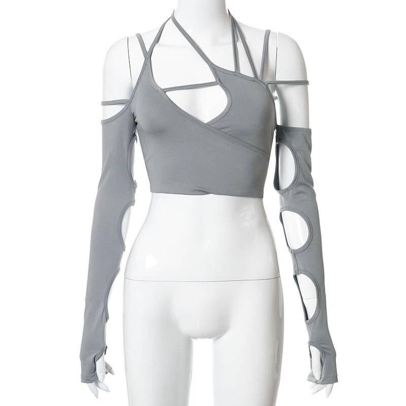 Cyber Punk Long Sleeve Crop Top - T-Shirts - Shirts & Tops - 10 - 2024