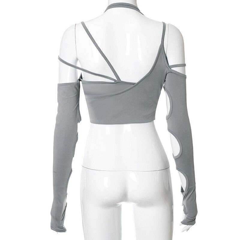 Cyber Punk Long Sleeve Crop Top - T-Shirts - Shirts & Tops - 12 - 2024