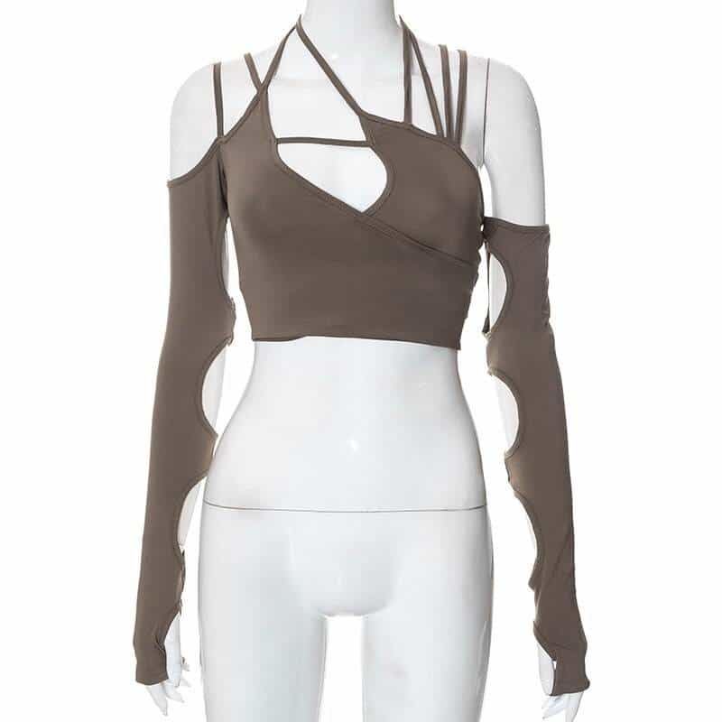 Cyber Punk Long Sleeve Crop Top - T-Shirts - Shirts & Tops - 16 - 2024