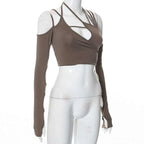 Cyber Punk Long Sleeve Crop Top - T-Shirts - 17