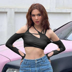 Cyber Punk Long Sleeve Crop Top - T-Shirts - 24