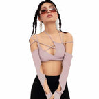 Cyber Punk Long Sleeve Crop Top - T-Shirts - 25