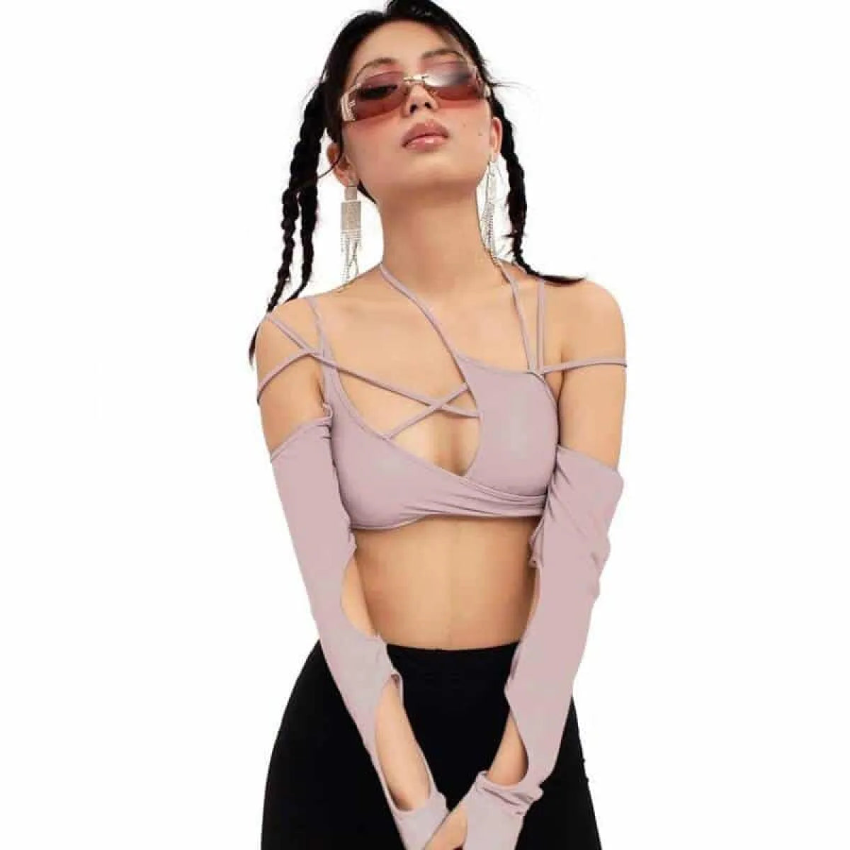 Cyber Punk Long Sleeve Crop Top - T-Shirts - 25