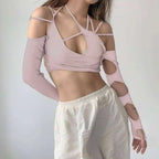 Cyber Punk Long Sleeve Crop Top - T-Shirts - 27