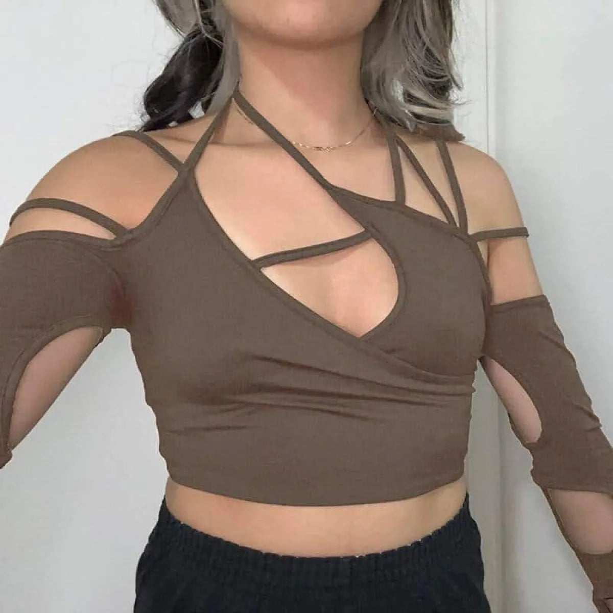 Cyber Punk Long Sleeve Crop Top - T-Shirts - 31