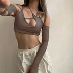 Cyber Punk Long Sleeve Crop Top - T-Shirts - 32