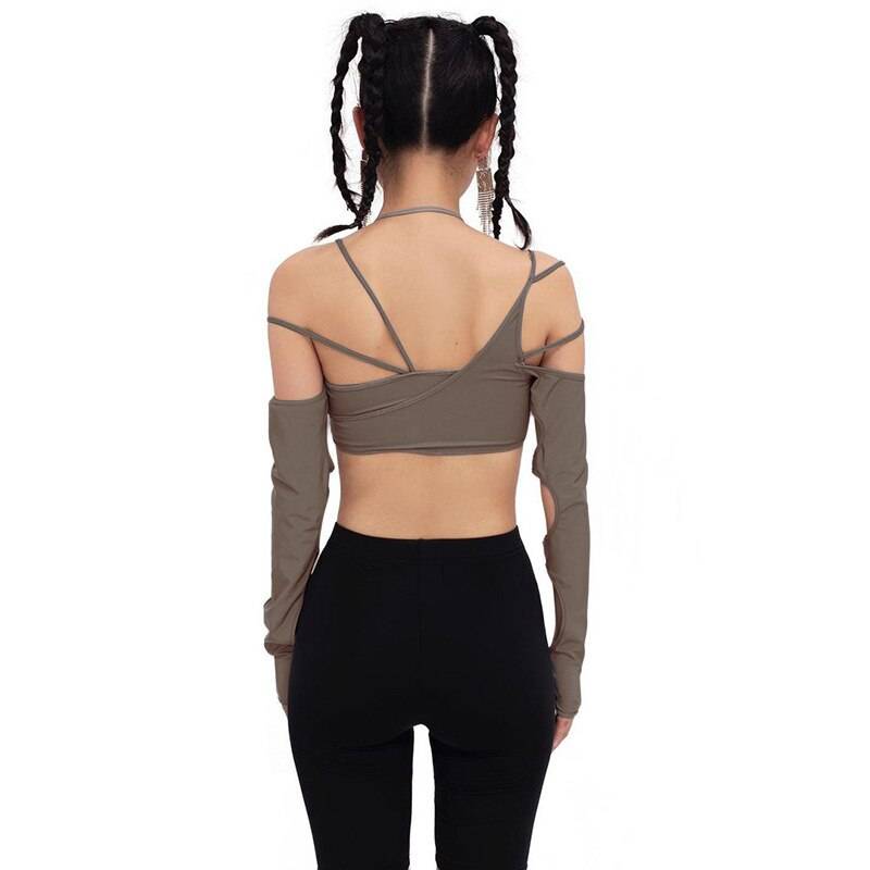 Cyber Punk Long Sleeve Crop Top - T-Shirts - Shirts & Tops - 36 - 2024