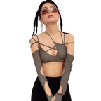 Cyber Punk Long Sleeve Crop Top - T-Shirts - 41