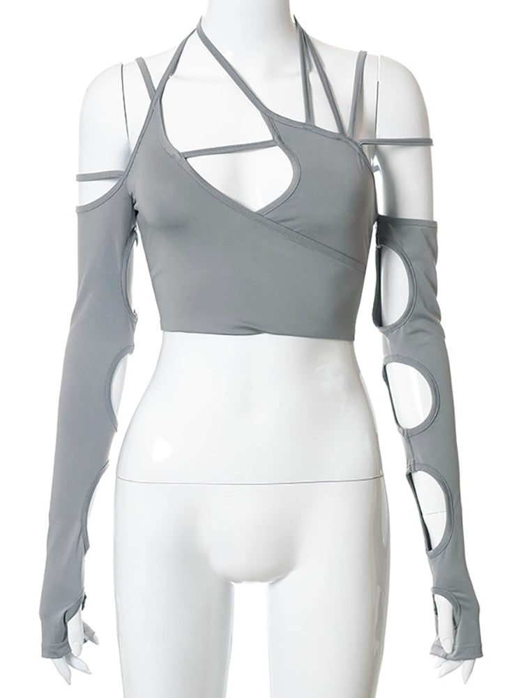 Cyber Punk Long Sleeve Crop Top - T-Shirts - Shirts & Tops - 6 - 2024