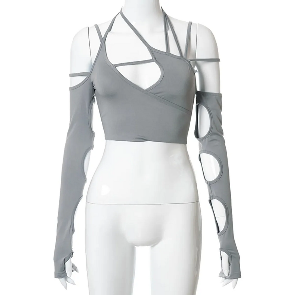 Cyber Punk Long Sleeve Crop Top - T-Shirts - 6