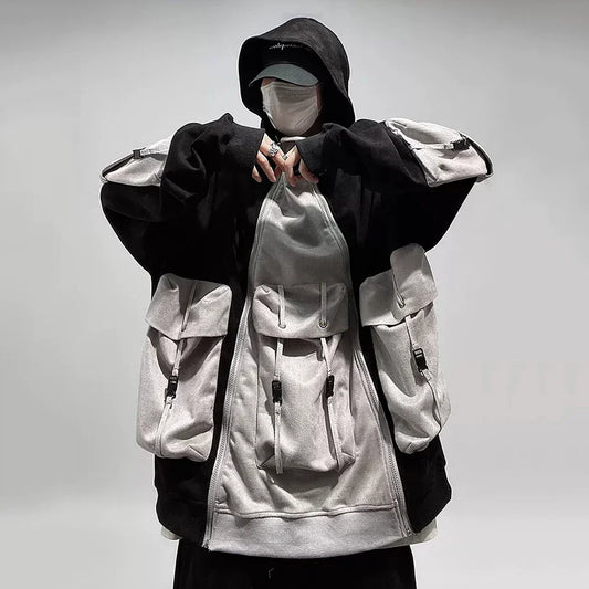 Cyberpunk Oversized Techwear Cargo Hoodie - Black / S - Hoodies & Sweatshirts - Coats & Jackets - 1 - 2024