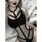 Sexy Dark Academia Gothic Hollow-Out Bodysuit - Women’s Clothing & Accessories - 1