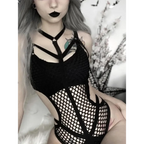 Sexy Dark Academia Gothic Hollow-Out Bodysuit - Women’s Clothing & Accessories - 2