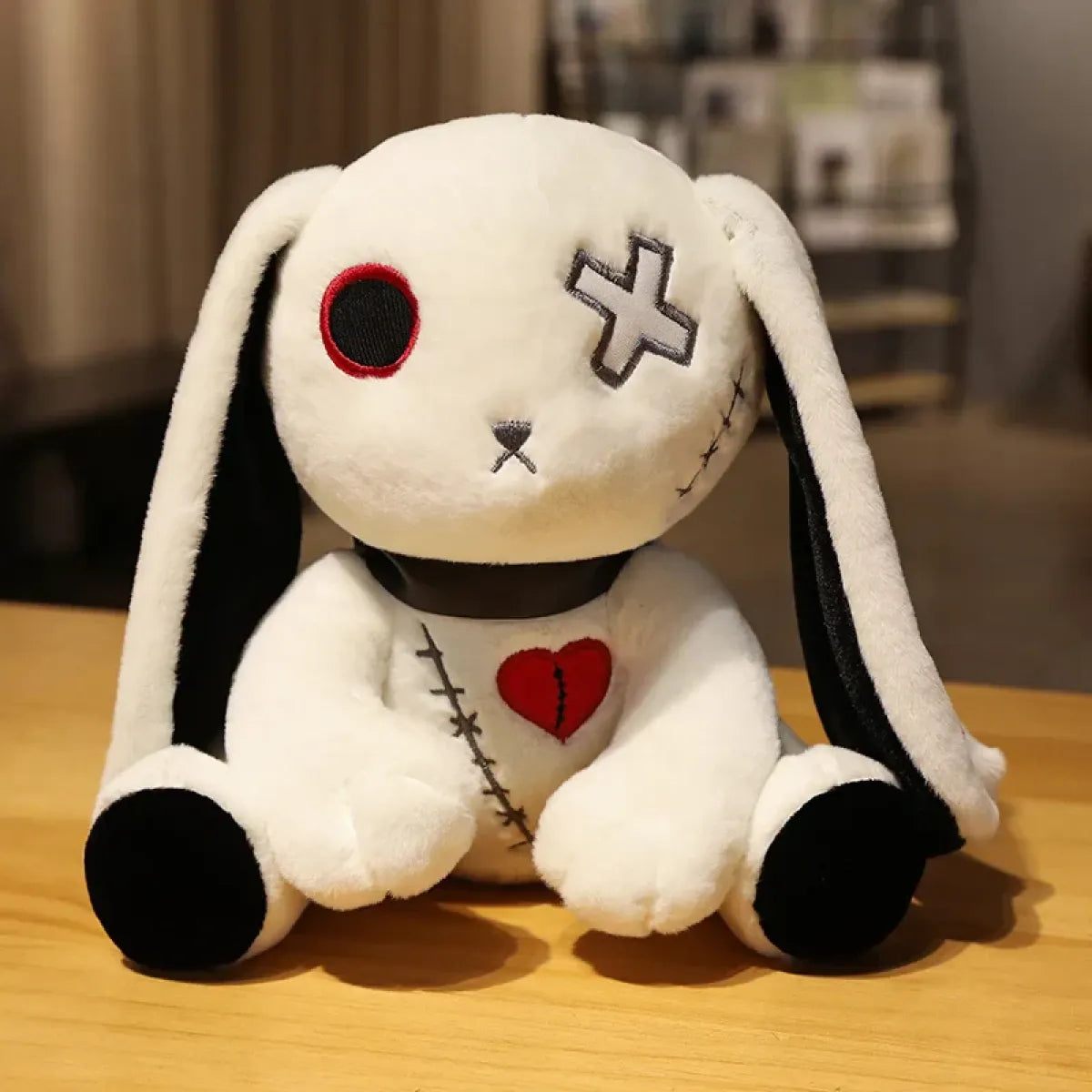 Dark Series Plush Bunny Toy - Gothic Rock Style Easter Rabbit Plushie - Valentines Day Collection - 9