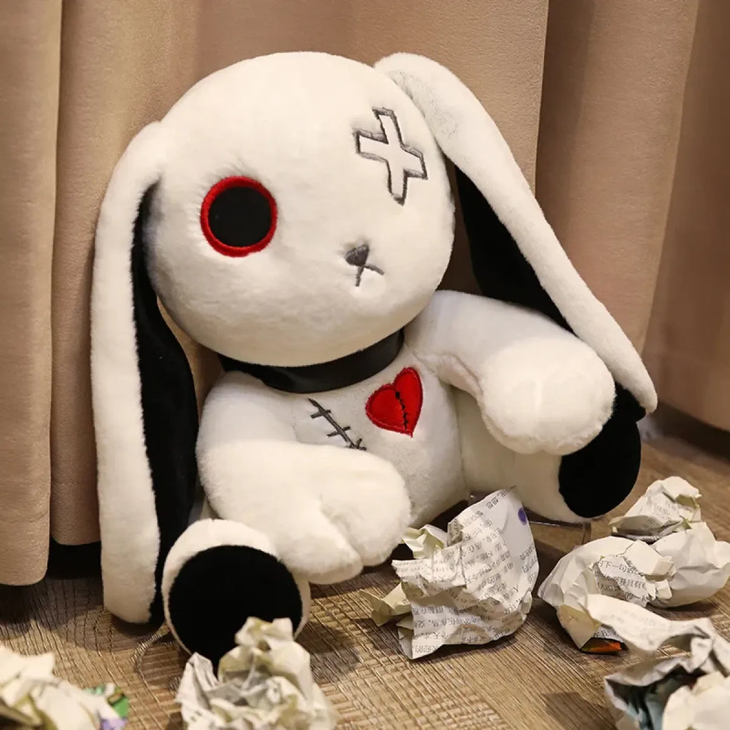 Dark Series Plush Bunny Toy - Gothic Rock Style Easter Rabbit Plushie - Plushies - 4