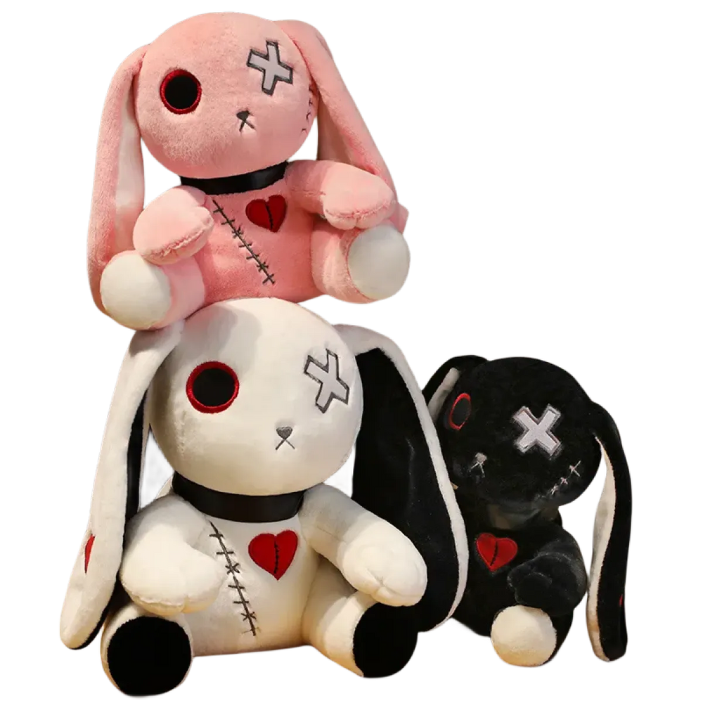 Dark Series Plush Bunny Toy - Gothic Rock Style Easter Rabbit Plushie - Plushies - 1