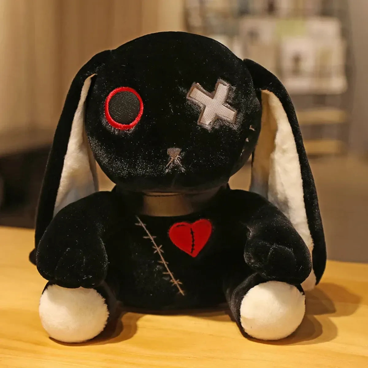 Dark Series Plush Bunny Toy - Gothic Rock Style Easter Rabbit Plushie - Valentines Day Collection - 8