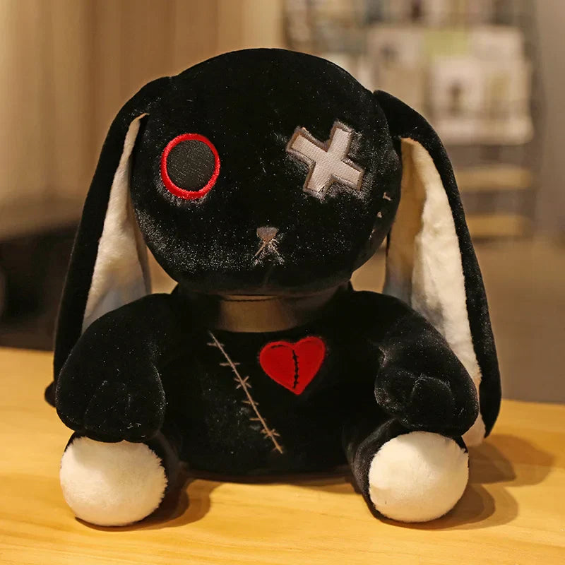 Dark Series Plush Bunny Toy - Gothic Rock Style Easter Rabbit Plushie - Black / about 25cm / CHINA - Plushies - Toys