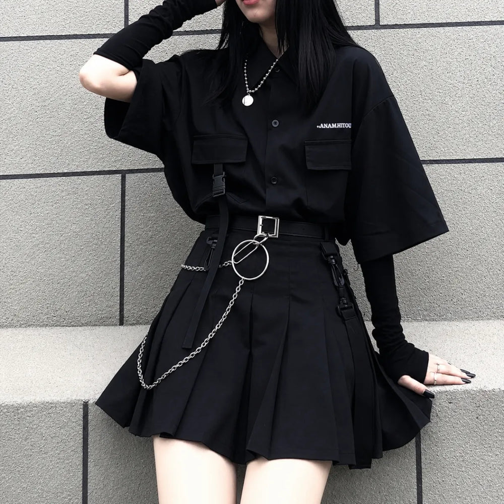 Gothic Pleated Skirt Set - Bottoms - 1