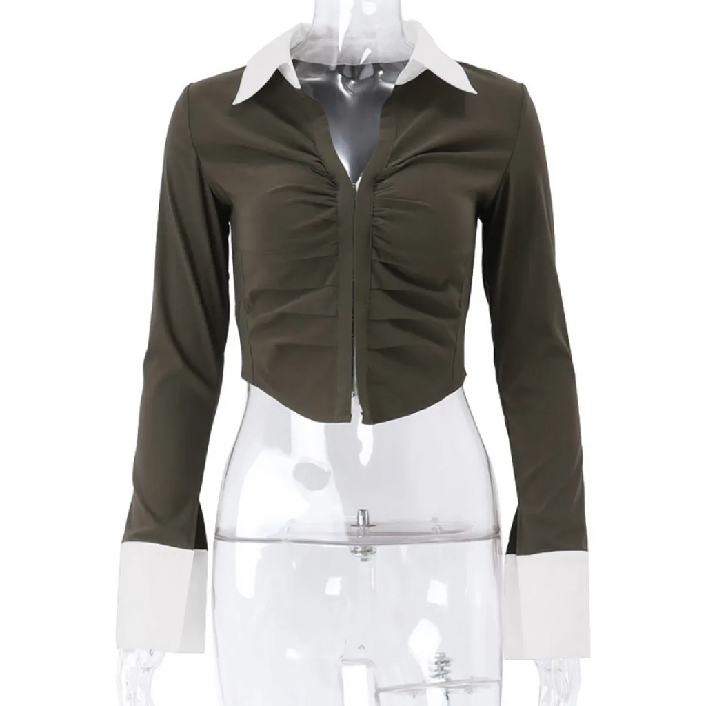 Deep V Crop Top and Hook Closures - Women’s Clothing & Accessories - Shirts & Tops - 4 - 2024