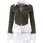 Deep V Crop Top and Hook Closures - Women’s Clothing & Accessories - Shirts & Tops - 4 - 2024