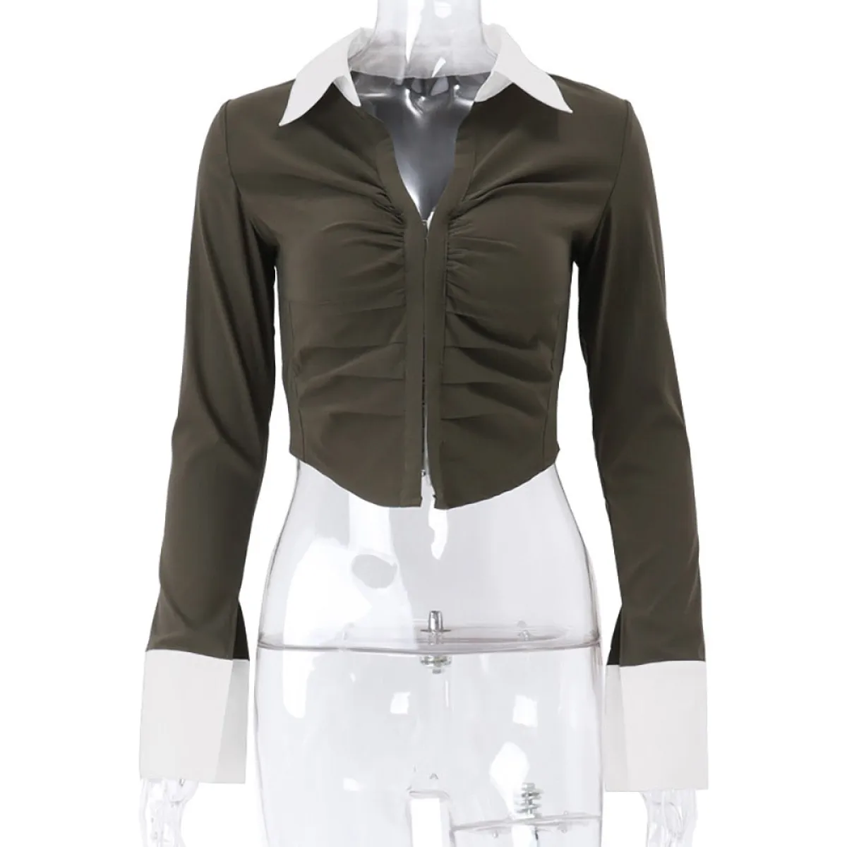 Deep V Crop Top and Hook Closures - Women’s Clothing & Accessories - Shirts & Tops - 4 - 2024