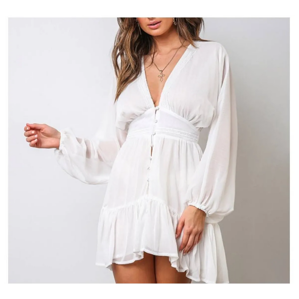 Deep-V Mini Dress - All Dresses - 1