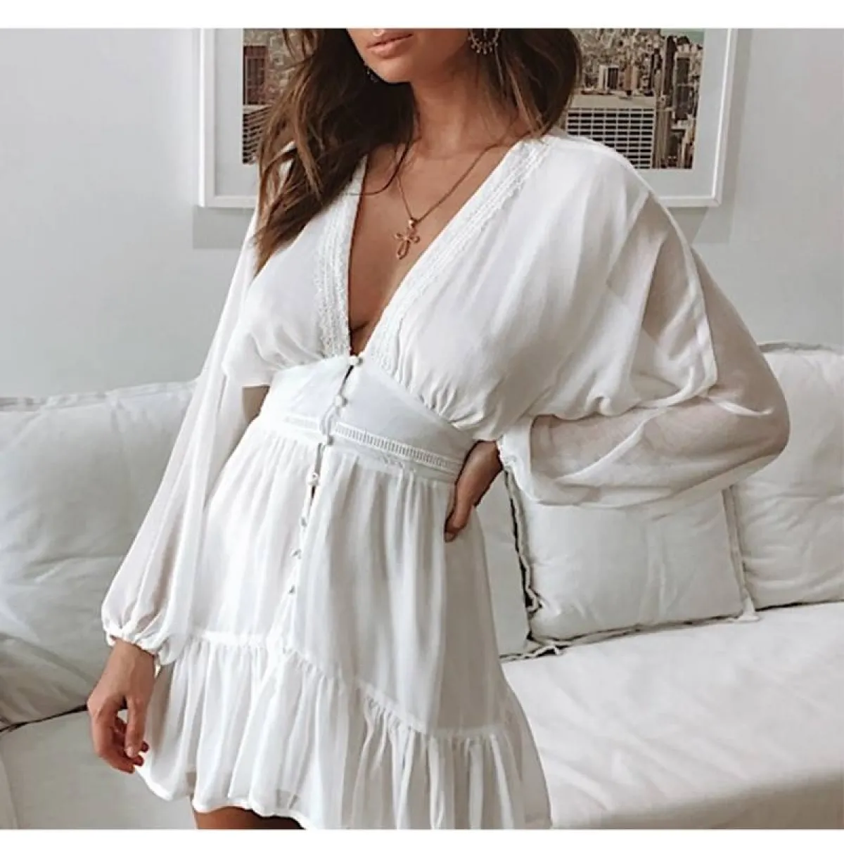 Deep-V Mini Dress - All Dresses - 11