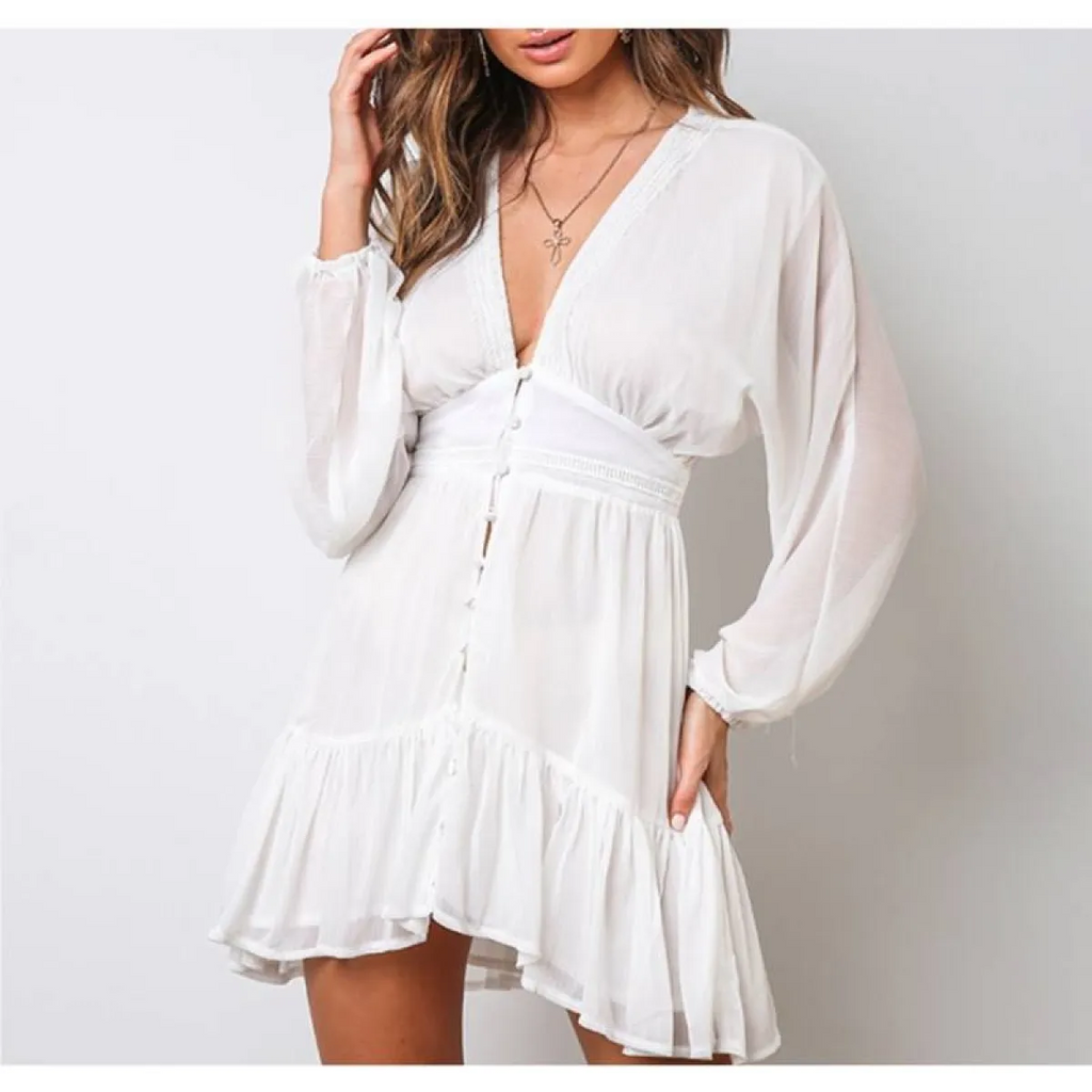 Deep-V Mini Dress - All Dresses - 12