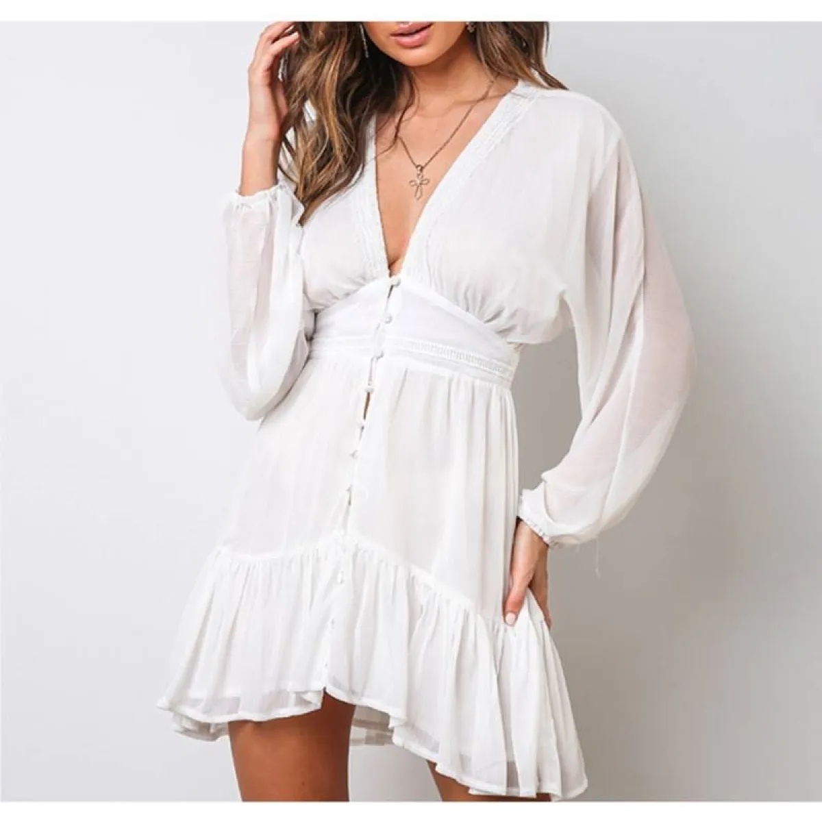 Deep-V Mini Dress - All Dresses - 12