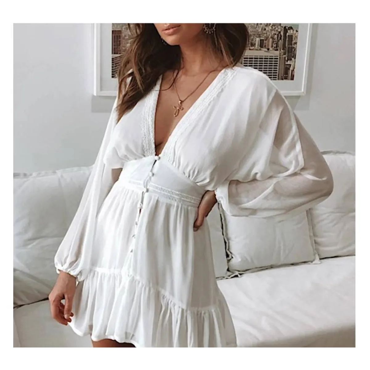 Deep-V Mini Dress - All Dresses - 3