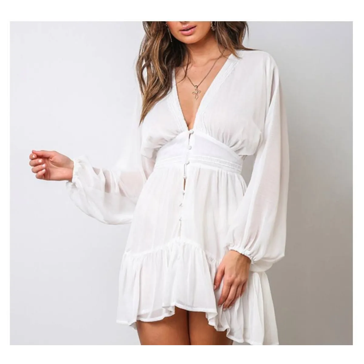 Deep-V Mini Dress - All Dresses - 4