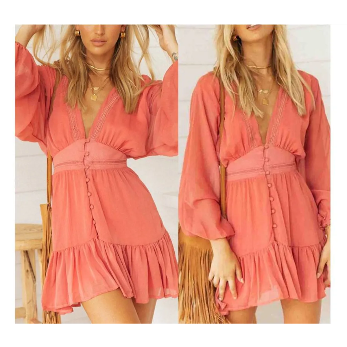 Deep-V Mini Dress - All Dresses - 7