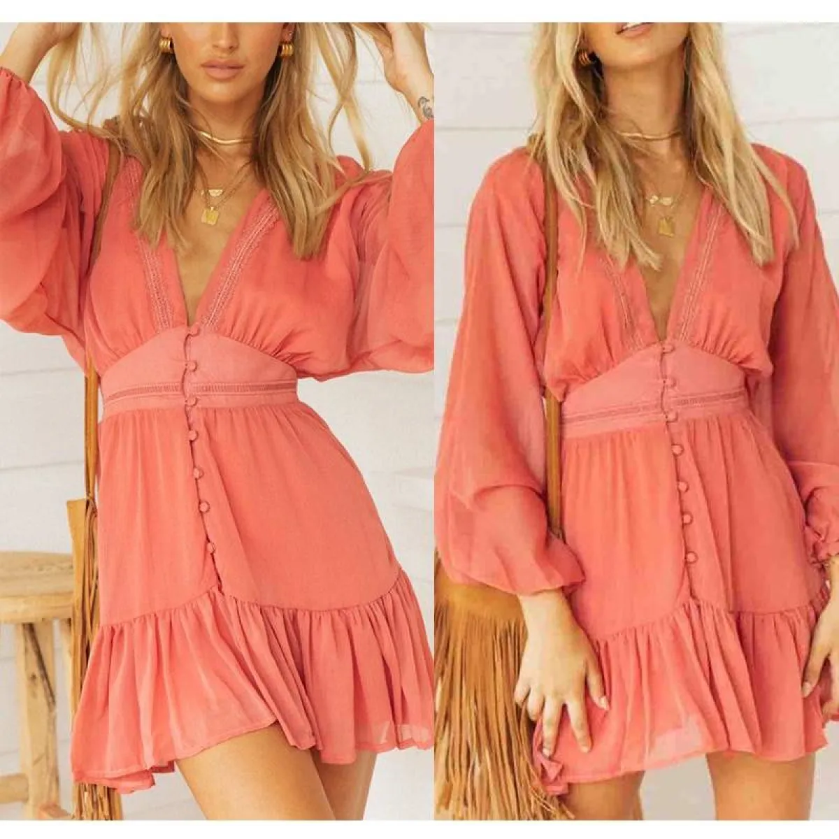 Deep-V Mini Dress - All Dresses - 9