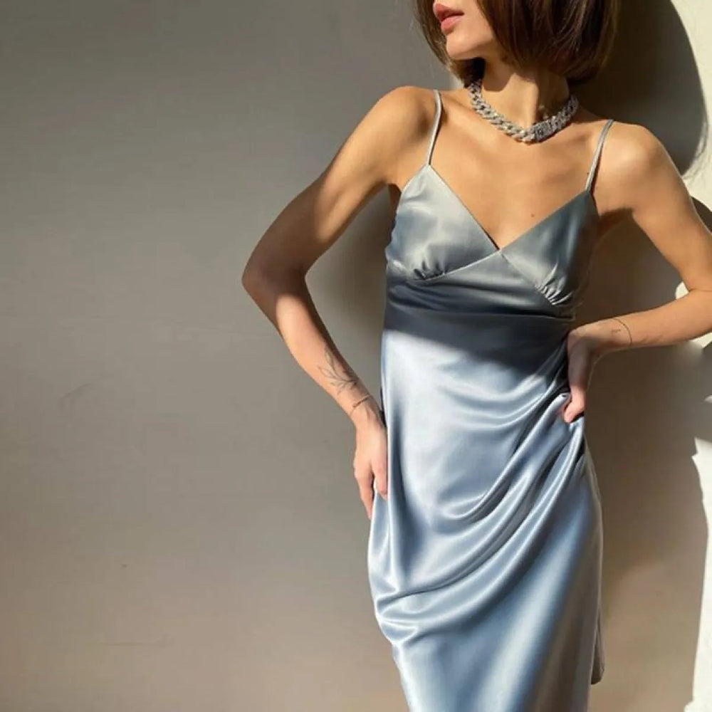 Korean Deep V-Neck Dress - All Dresses - 1