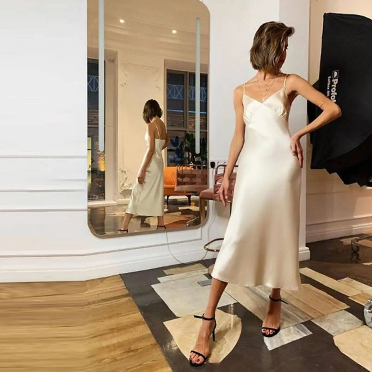 Korean Deep V-Neck Dress - All Dresses - 11