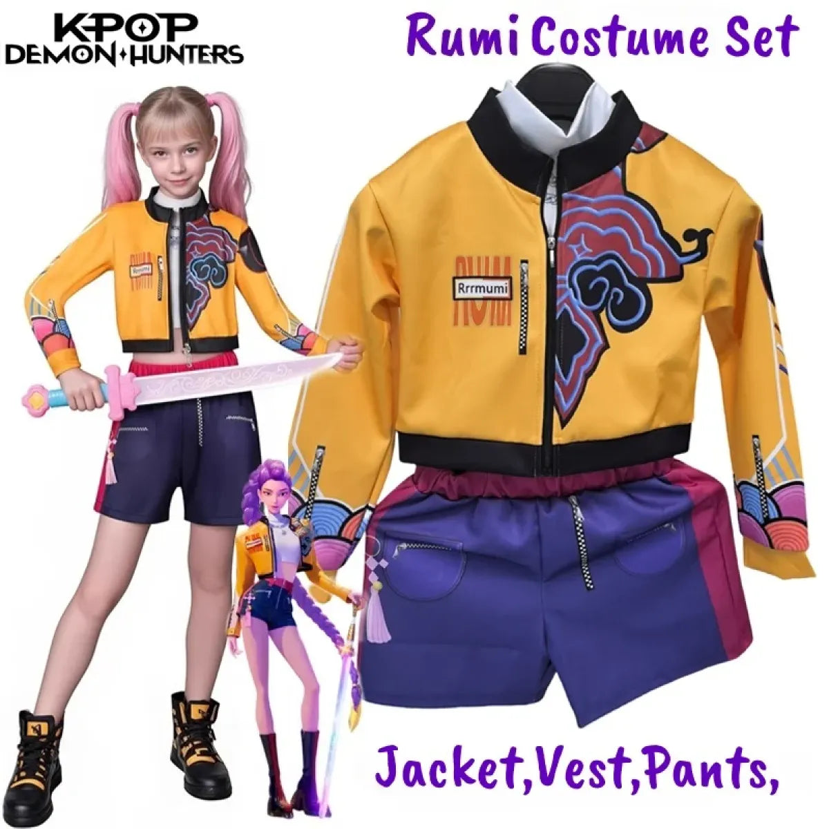 K-Pop Rumi Demon Hunter Girls Cosplay Set - Anime - Cosplay - 7