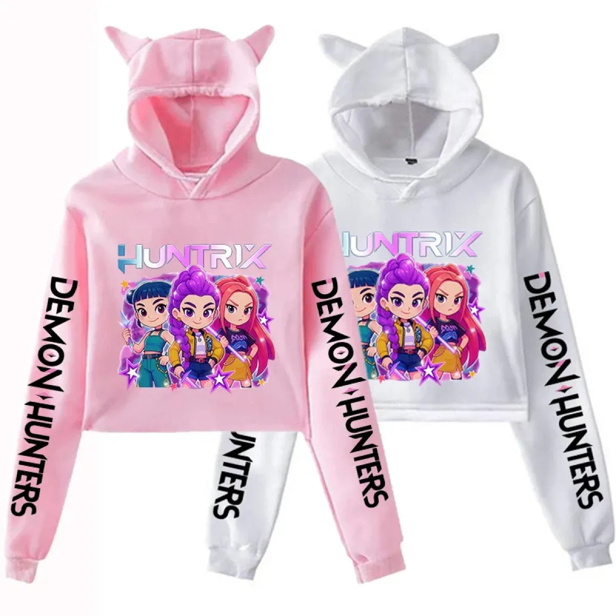 KPop Demon Hunters Cat Ear Cropped Hoodie - Women’s Clothing & Accessories - Hoodie - 1